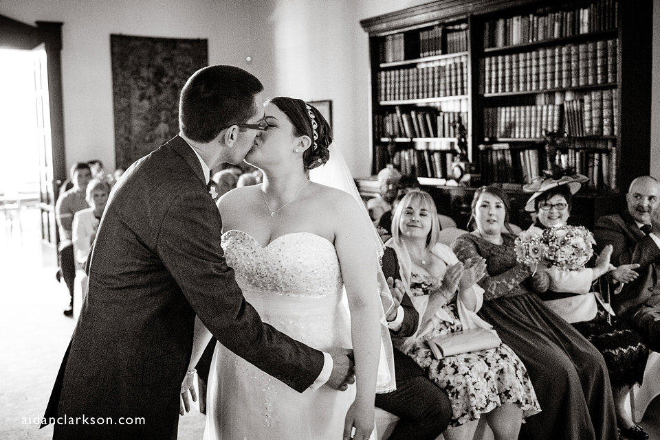 the first kiss at a hemswell court wedding