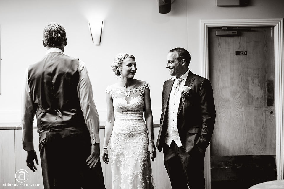 Wedding photo of bride and groom in a room at Kenwick Park.